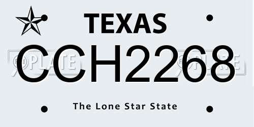 CCH2268 Texas License Plate