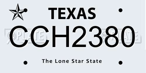CCH2380 Texas License Plate