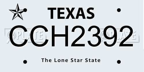 CCH2392 Texas License Plate