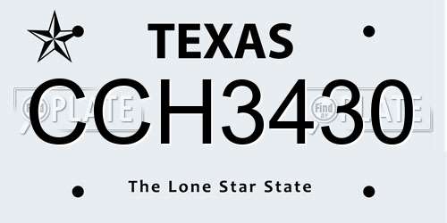 CCH3430 Texas License Plate