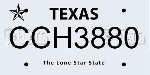 CCH3880 Texas License Plate
