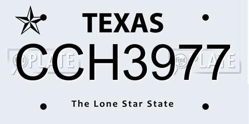 CCH3977 Texas License Plate
