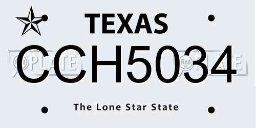CCH5034 Texas License Plate