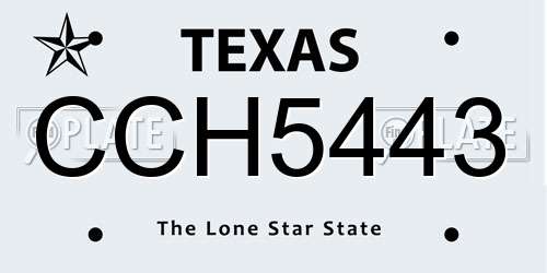 CCH5443 Texas License Plate