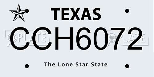 CCH6072 Texas License Plate