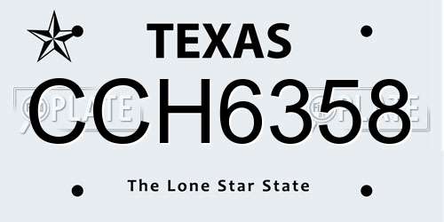 CCH6358 Texas License Plate