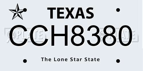 CCH8380 Texas License Plate