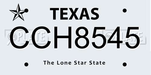CCH8545 Texas License Plate