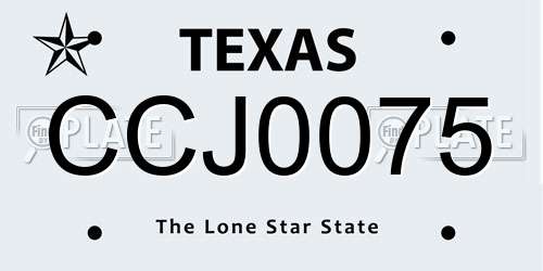 CCJ0075 Texas License Plate