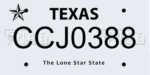 CCJ0388 Texas License Plate