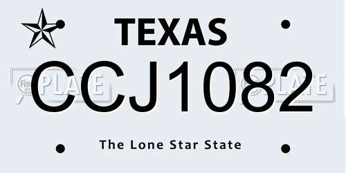 CCJ1082 Texas License Plate