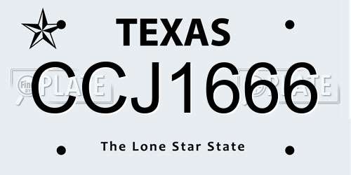 CCJ1666 Texas License Plate