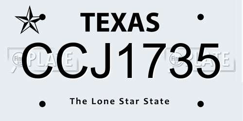 CCJ1735 Texas License Plate