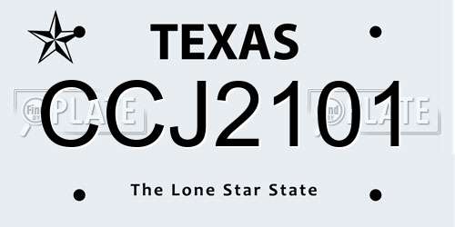 CCJ2101 Texas License Plate