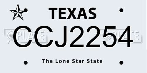 CCJ2254 Texas License Plate