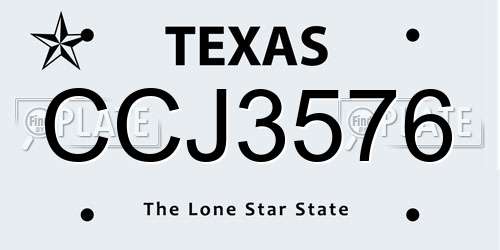 CCJ3576 Texas License Plate