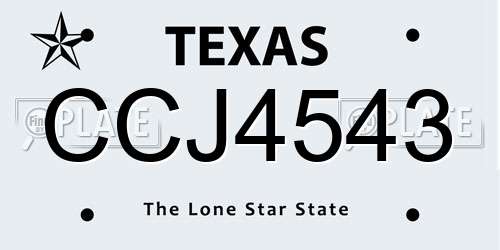 CCJ4543 Texas License Plate