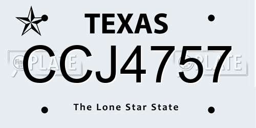 CCJ4757 Texas License Plate