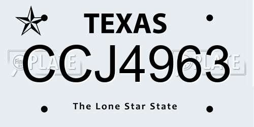 CCJ4963 Texas License Plate