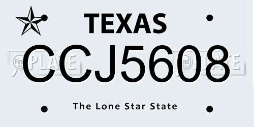 CCJ5608 Texas License Plate