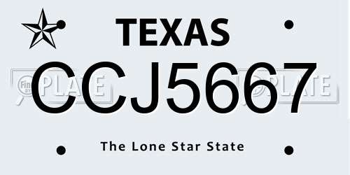 CCJ5667 Texas License Plate