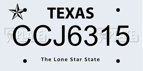 CCJ6315 Texas License Plate