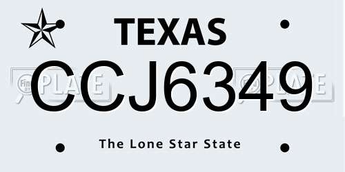 CCJ6349 Texas License Plate