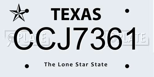 CCJ7361 Texas License Plate