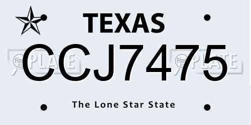 CCJ7475 Texas License Plate