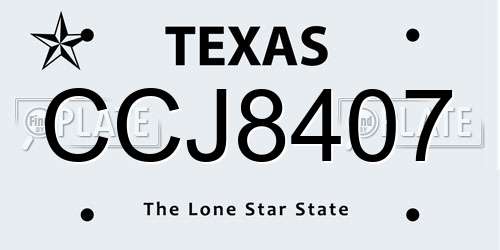 CCJ8407 Texas License Plate