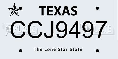 CCJ9497 Texas License Plate