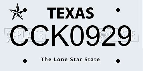 CCK0929 Texas License Plate