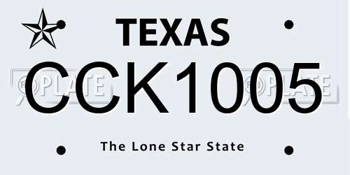CCK1005 Texas License Plate