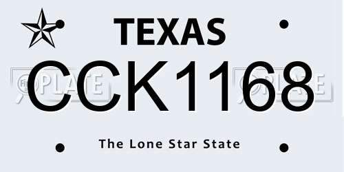 CCK1168 Texas License Plate