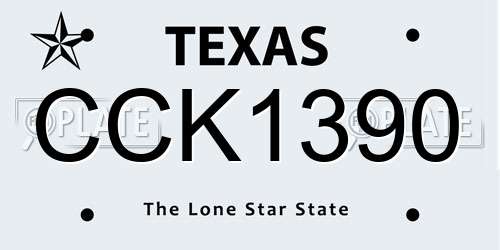 CCK1390 Texas License Plate