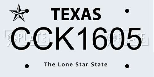 CCK1605 Texas License Plate