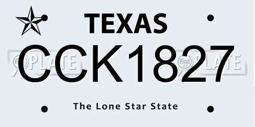 CCK1827 Texas License Plate
