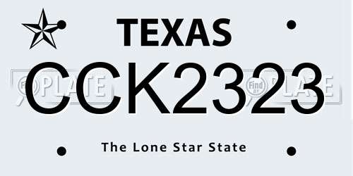 CCK2323 Texas License Plate