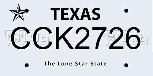 CCK2726 Texas License Plate