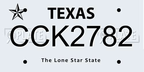 CCK2782 Texas License Plate