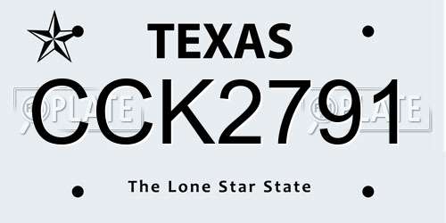 CCK2791 Texas License Plate