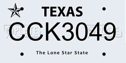 CCK3049 Texas License Plate