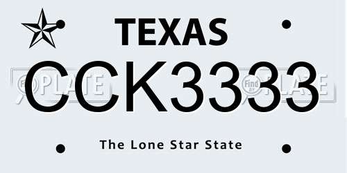 CCK3333 Texas License Plate