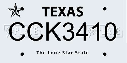 CCK3410 Texas License Plate
