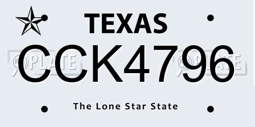 CCK4796 Texas License Plate