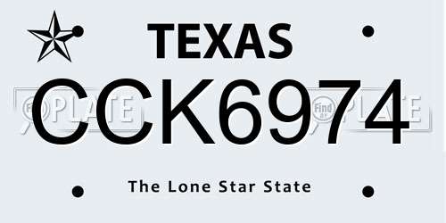 CCK6974 Texas License Plate