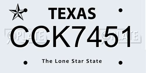 CCK7451 Texas License Plate