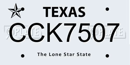 CCK7507 Texas License Plate