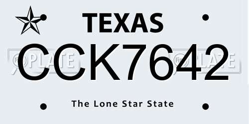 CCK7642 Texas License Plate