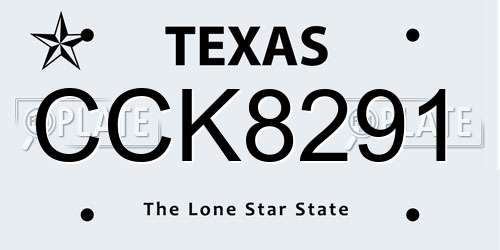 CCK8291 Texas License Plate